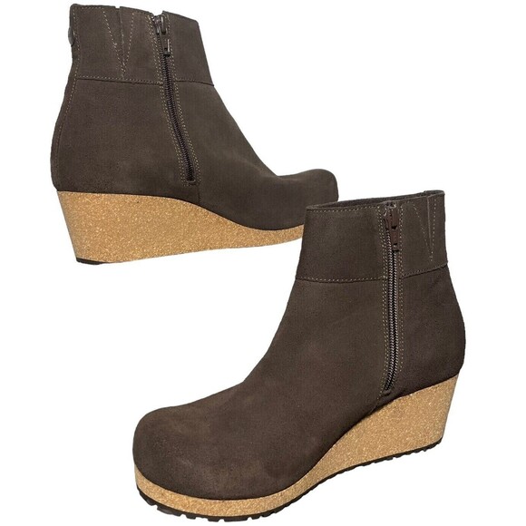 Papillio Birkenstock Ebba Suede Leather Wedge Ankle Boots Roast US 10 ER 41 NEW - Picture 6 of 12